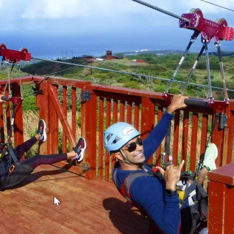 a group of stuffed animals sitting on top of a wooden fence