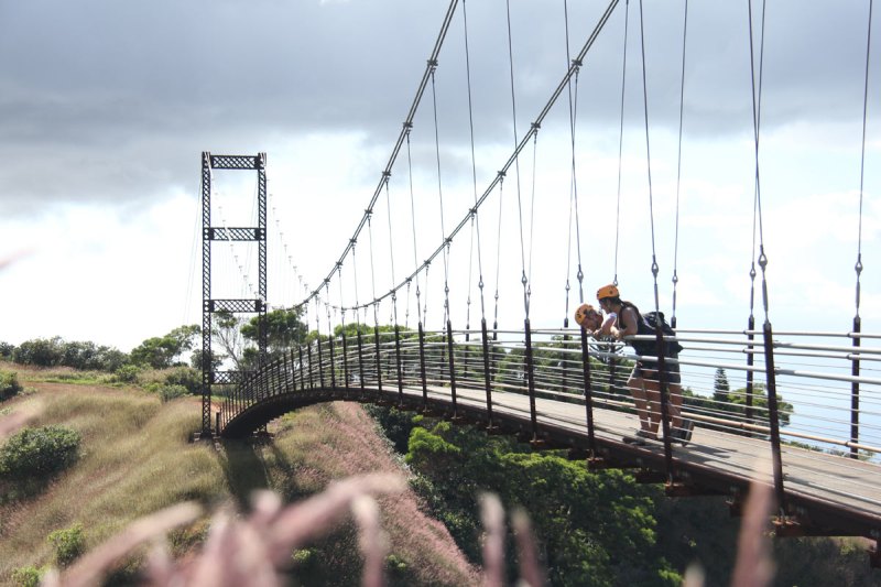 Kapalua-Ziplines-12 People looking down from Kapalua Suspension Bridge
